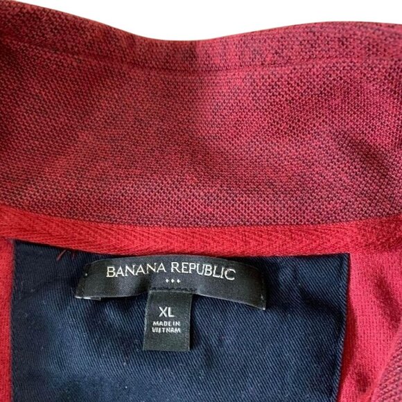 Banana Republic 1/4 Zip Pullover Men’s Size XL Red Cotton Blend Sweatshirt - Picture 3 of 4